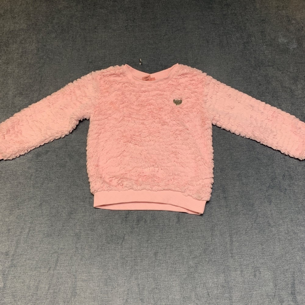 Juicy Couture Sweater Girls 5 Pink Fuzzy Fleece Winter Long Sleeve Pullover
